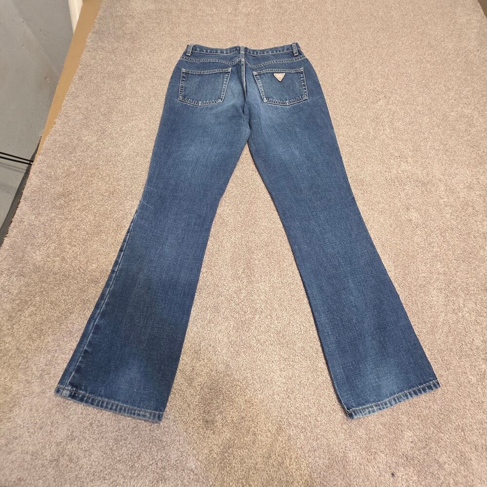 y2k 2000s Indie Sleaze Guess Triangle Logo Bootcut Jeans 28x30 Mid Rise Indigo